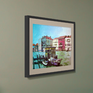 Schilderij van een Vaporetto Station - Venetië, It Poster