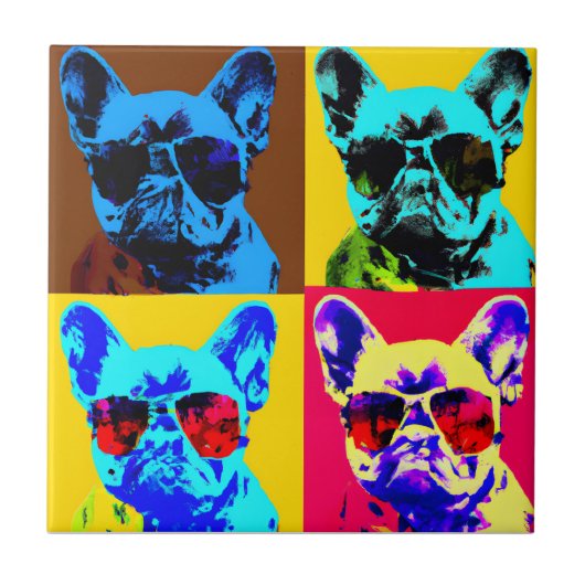 schilderij van Franse bulldog in pop stijl Tegeltje (Voorkant)