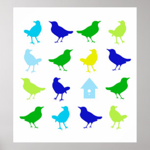 Schilderij van gekleurde vogels door Chariklia Zar Poster