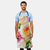 Schilderij van gele en roze rozen schort (Gedragen)