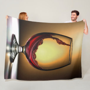 Schilderij van glas rode wijn fleece deken