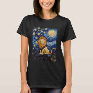 Schilderij Van Gogh Sterrennacht Lion T-shirt
