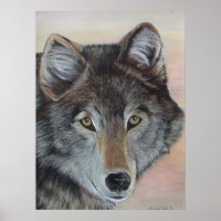 schilderij van grijze wolf
