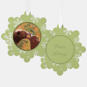 Schilderij van grizzlybeermoeder en -welp, wild ku ornament kaart