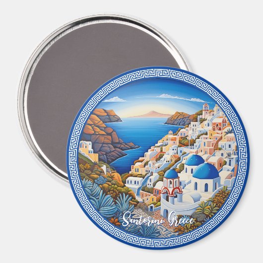 Schilderij van het Griekse eiland Santorini | Reis Magneet (Voorkant / Achterkant)