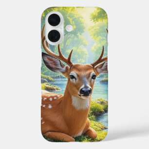Schilderij van het hertenbos iPhone 16 hoesje