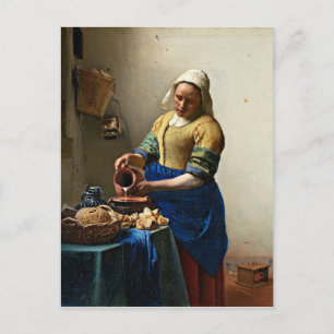 Schilderij van Johannes Vermeer, De Melkmeid Briefkaart