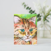 Schilderij van kat briefkaart (Staand voorkant)