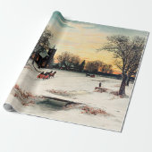  schilderij van kerstavond cadeaupapier (Uitgerold)