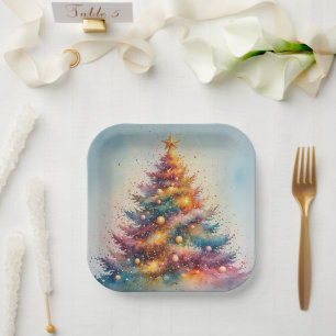 schilderij van Kerstmis Verjaardag of Douche  Papieren Bordje