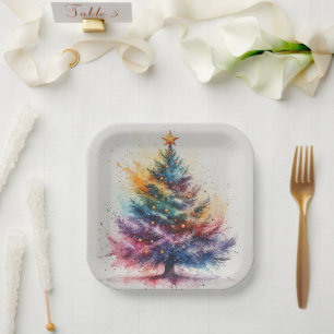 schilderij van Kerstmis Verjaardag of Douche  Papieren Bordje
