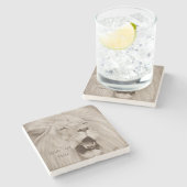 schilderij van leeuwen die grote katten kweken stenen onderzetter (Zijkant)