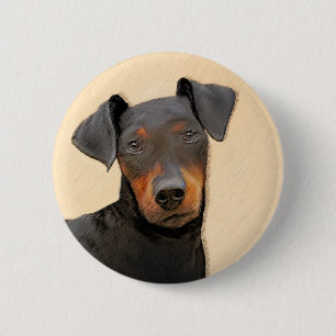 Schilderij van Manchester Terrier Originele Dier K Ronde Button 5,7 Cm