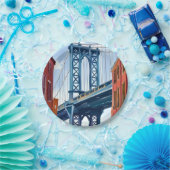 Schilderij van Manhattan Bridge New York City Papieren Bordje (Feest)