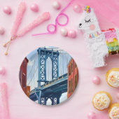 Schilderij van Manhattan Bridge New York City Papieren Bordje (Feest)