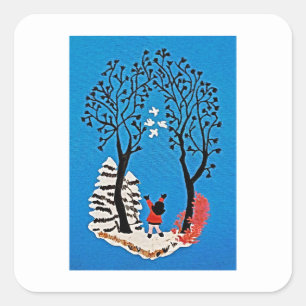 Schilderij van mijn tante Janis (verbeterde afbeel Vierkante Sticker
