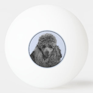 Schilderij van Miniatuur Toy Poodle Zwart Originel Pingpongballen