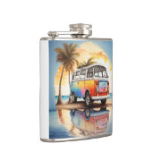 Schilderij van  minibus op het strand heupfles (Rechts)