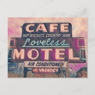 Schilderij van neon teken bij Loveless Cafe Briefkaart