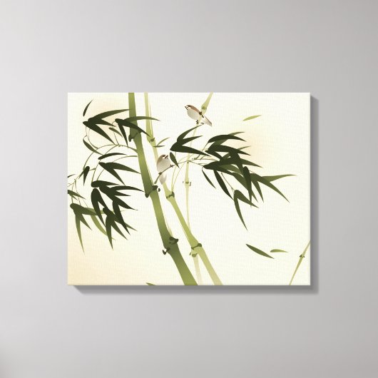 schilderij van oosterse stijl, bamboe-takken canvas afdruk (Voorkant)