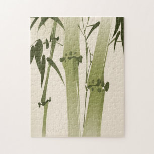 schilderij van oosterse stijl, bamboe vertakkingen legpuzzel