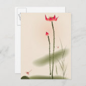 schilderij van oosterse stijl, hoge Lotus Briefkaart (Voorkant / Achterkant)