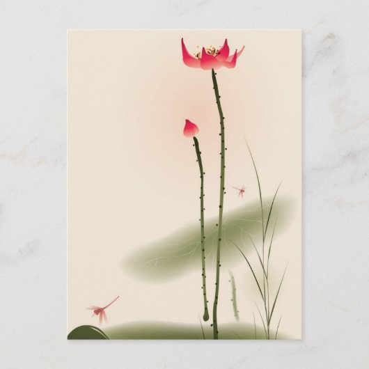 schilderij van oosterse stijl, hoge Lotus Briefkaart (Voorkant)