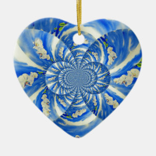 schilderij van Orchid Waterverf, Clouds Mandala Keramisch Ornament