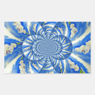 schilderij van Orchid Waterverf, Clouds Mandala Rechthoekige Sticker