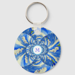 schilderij van Orchid Waterverf, Clouds Mandala Sleutelhanger