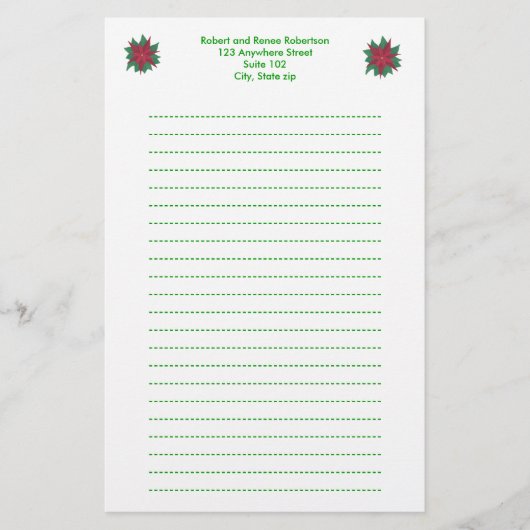 Schilderij van Poinsettia Bloemen Kerstmis Station Briefpapier (Voorkant)
