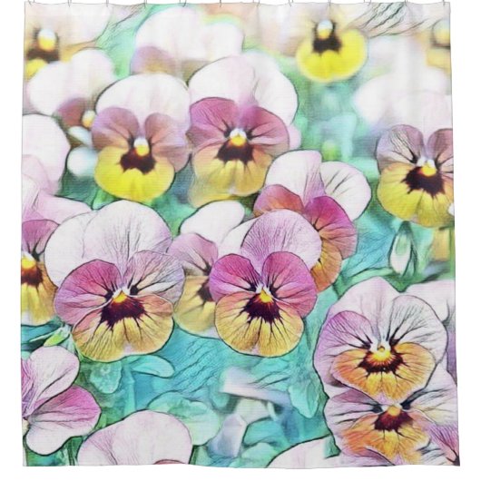 schilderij van roze gele waterverf douchegordijn (Voorkant)