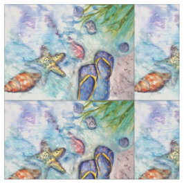 schilderij van Sanibel Island Flip Flop waterverf Stof