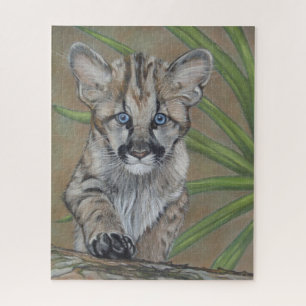 schilderij van schattig cougar kitten big cat wild legpuzzel