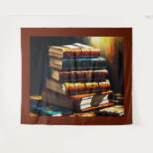 Schilderij van Stack of Old Books Wandkleed (Voorkant (horizontaal))