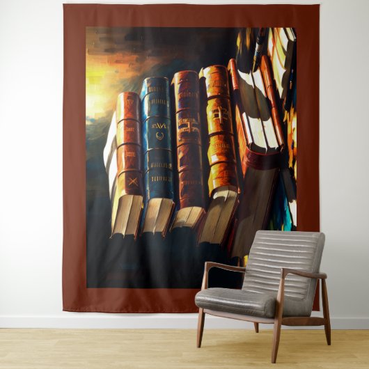 Schilderij van Stack of Old Books Wandkleed (In situ)