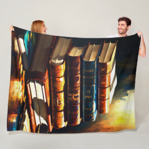 Schilderij van Stapel van Oude Boeken Gezellig Lez Fleece Deken