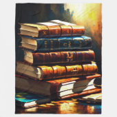 Schilderij van Stapel van Oude Boeken Gezellig Lez Fleece Deken (Voorkant)