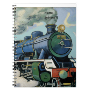 Schilderij van stoomtrein uit het verleden notitieboek