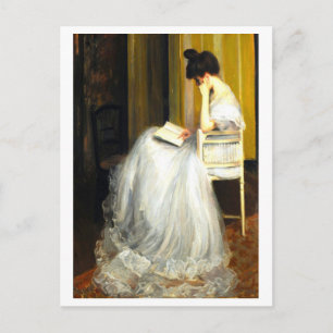 Schilderij van vrouw lezend briefkaart
