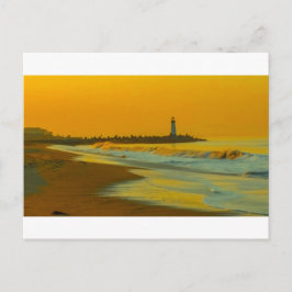 Schilderij van vuurtoren in gouden uur Serene kust Briefkaart