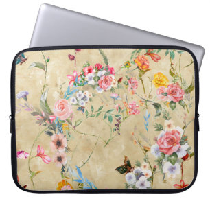 schilderij van waterverf van bladeren en bloemen,  laptop sleeve
