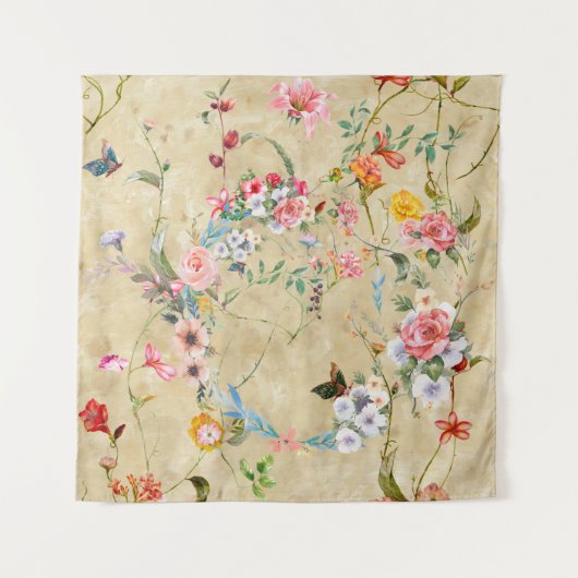 schilderij van waterverf van bladeren en bloemen, wandkleed (Voorkant)