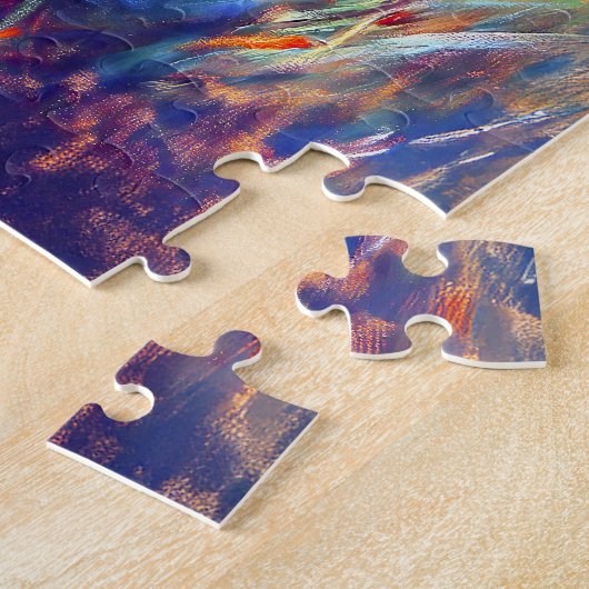 Schilderij van Witte Kat met Parasol in Poppy Fiel Legpuzzel (Zijkant)