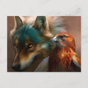 Schilderij van Wolf en Eagle Briefkaart
