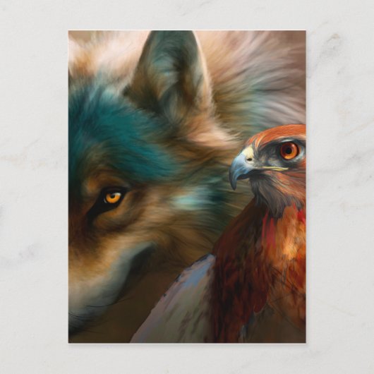 Schilderij van Wolf en Eagle Briefkaart (Voorkant)