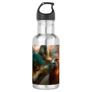 Schilderij van Wolf en Eagle Waterfles