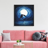 Schilderij van zeemeermin springen uit het water canvas afdruk (Insitu (Woonkamer))