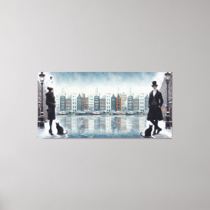 Schilderijen uit Amsterdam & moderne mode modellen Canvas Afdruk