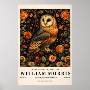 Schildering van een kerkuil, William Morris poster